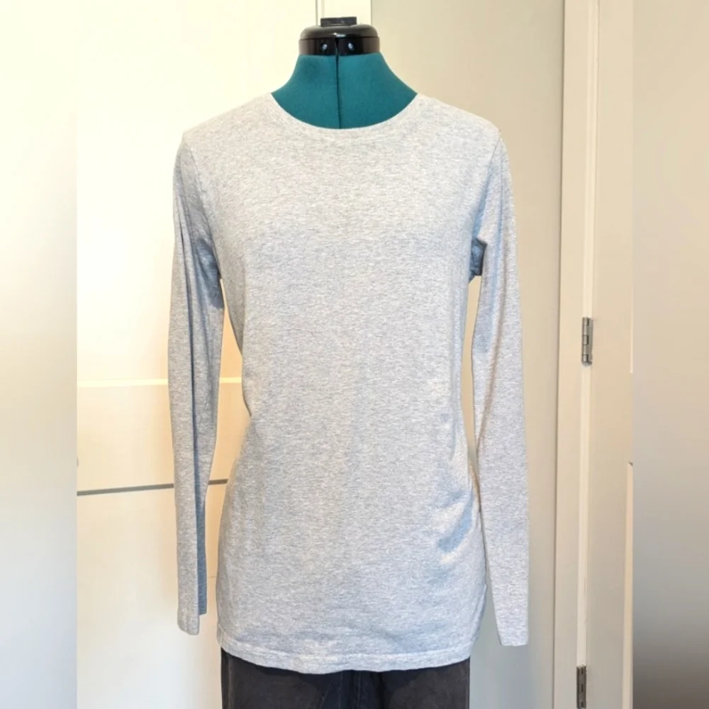 Womens Long Sleeve T-shirt Medium Crew Neck Grey Layering Casual Athleisure - Picture 1 of 2